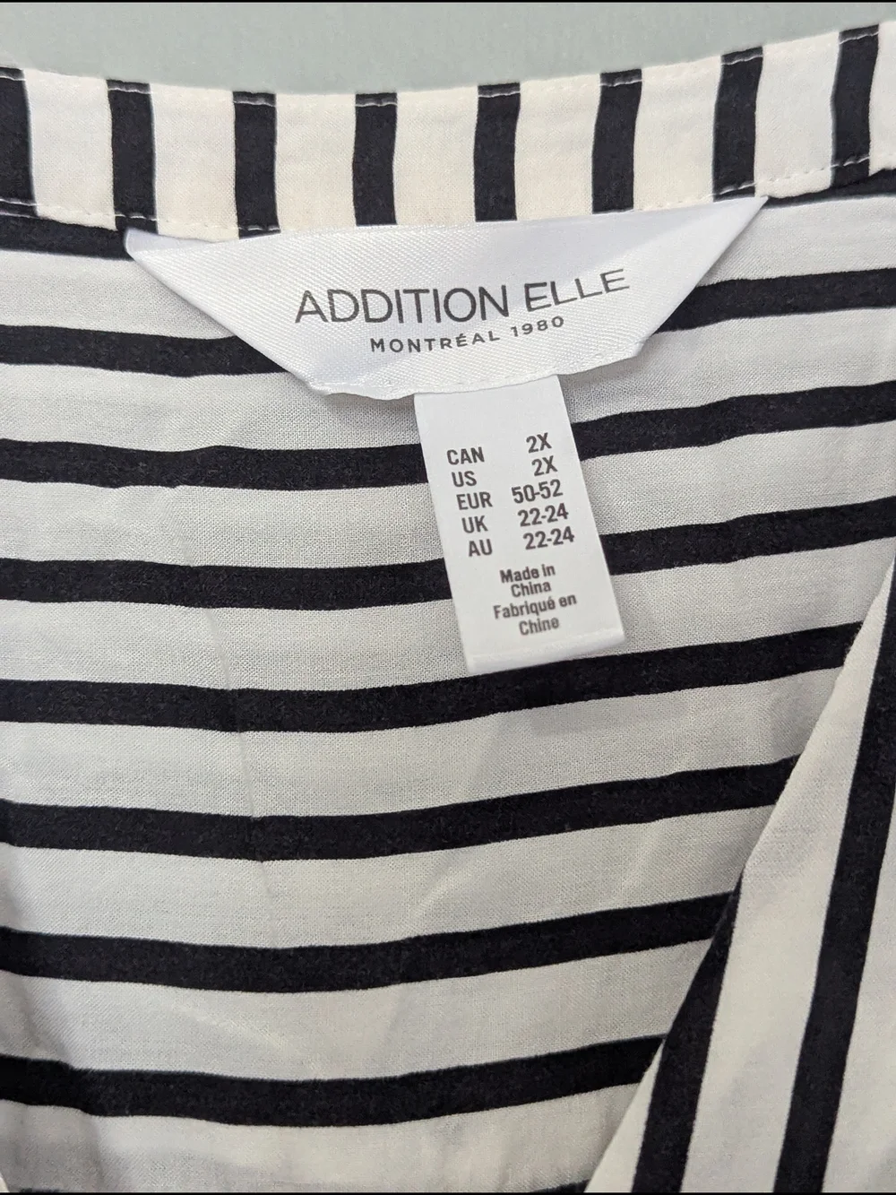Addition Elle Womens Black White Vertical Striped Knot-Front Blouse Coastal Chic - Picture 4 of 9